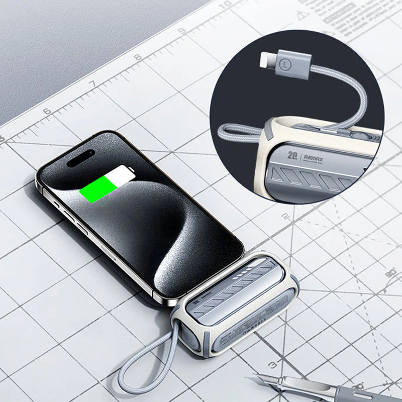 Snel opladende roterende powerbank met ingebouwde kabel - Image 2