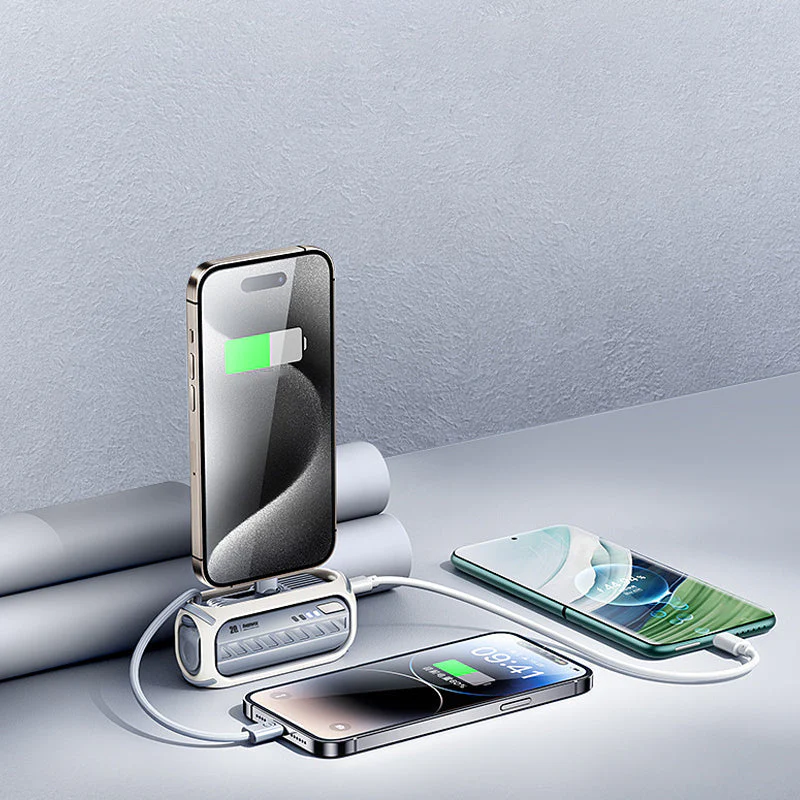 Snel opladende roterende powerbank met ingebouwde kabel - Image 4