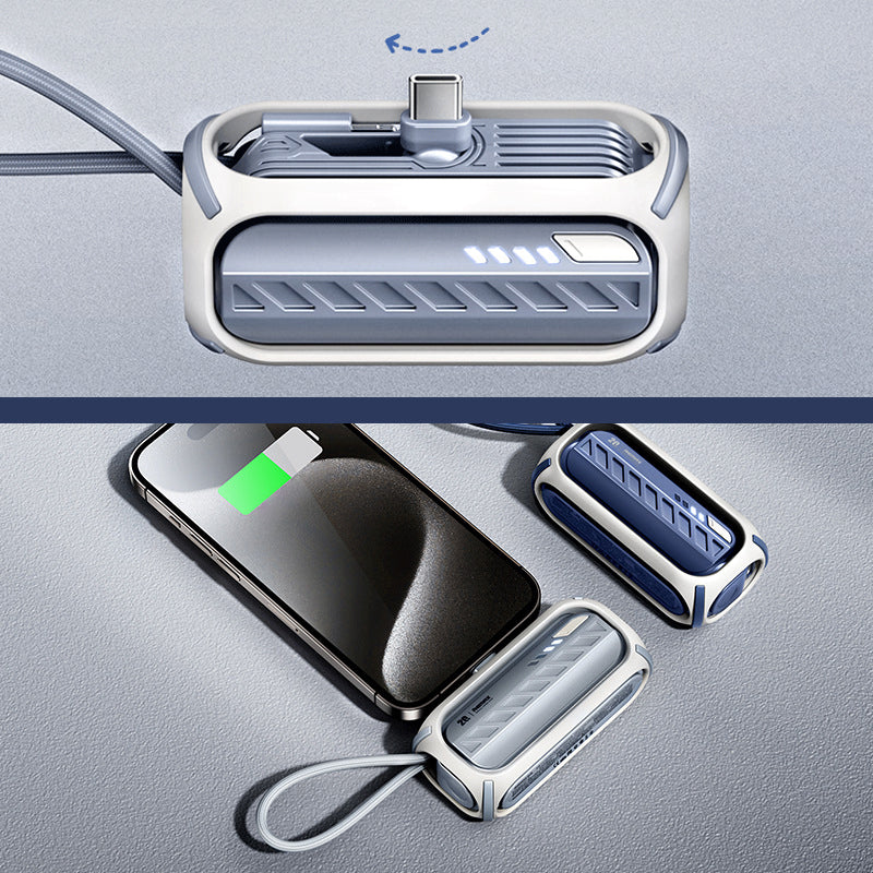 Snel opladende roterende powerbank met ingebouwde kabel - Image 8