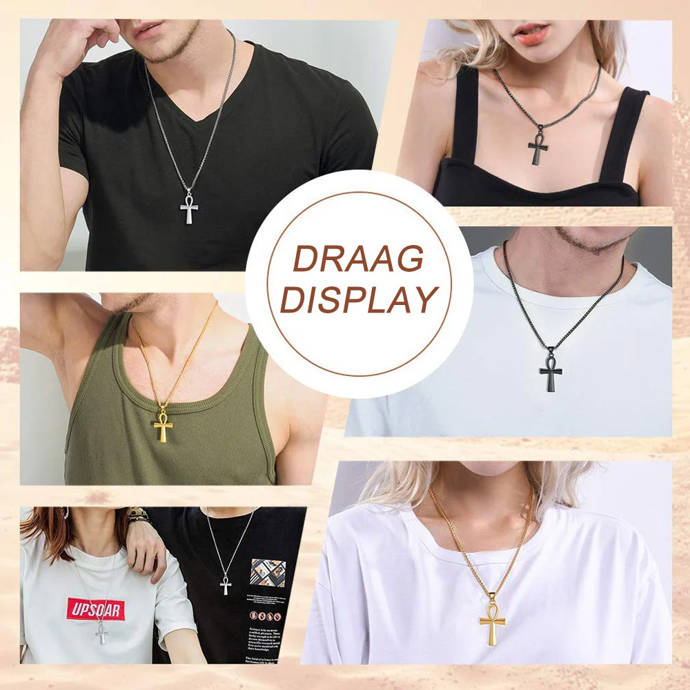 Stainless steel oude Egyptische kruis heren ketting - Image 7