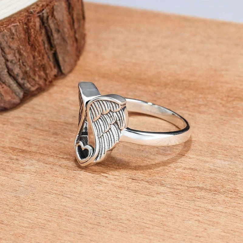 Sterling zilveren ring met engelen hart - Image 4