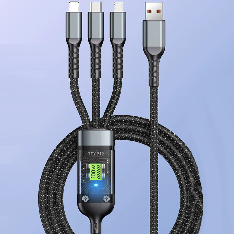 Transparante, lichtgevende 3-in-1 supersnelle oplaadkabel - Image 2