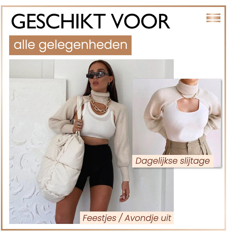 Trui met hoge hals en effen bloeiermouwen - Image 5