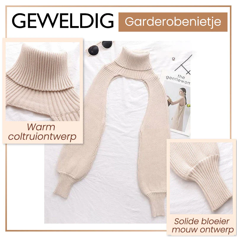 Trui met hoge hals en effen bloeiermouwen - Image 7