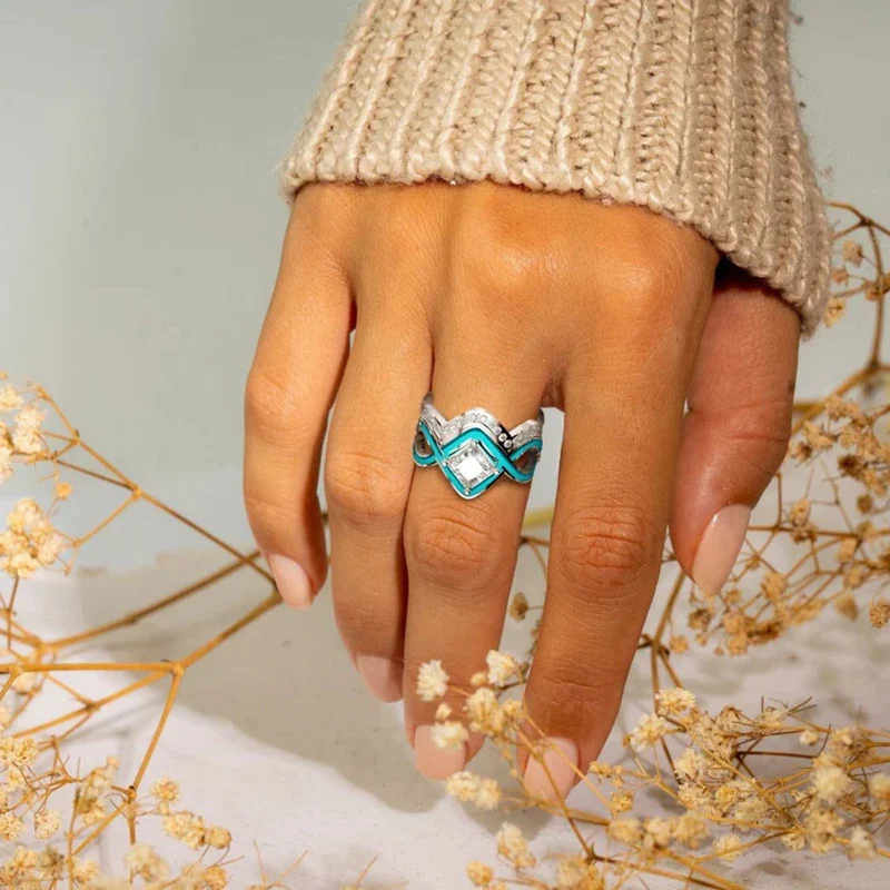 Turquoise Ocean Wave Ring - Image 5