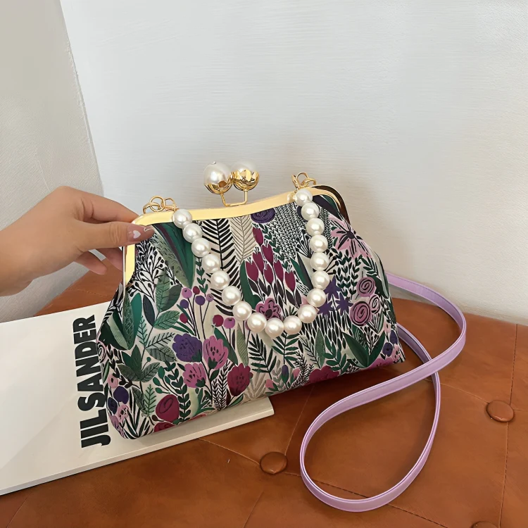 Vintage Bloem Handtas Dames - Tijdloze Elegant Met Verstelbare Schouderriem - Image 4