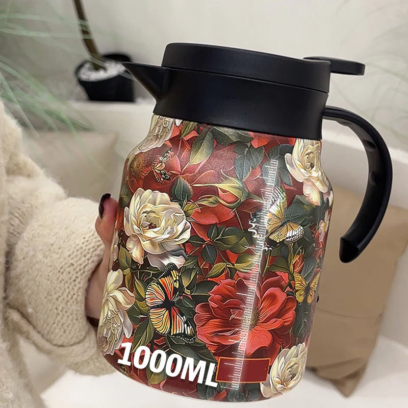 Vintage thermosfles met bloemenprint en ingebouwde zeef, 35 oz - Image 5