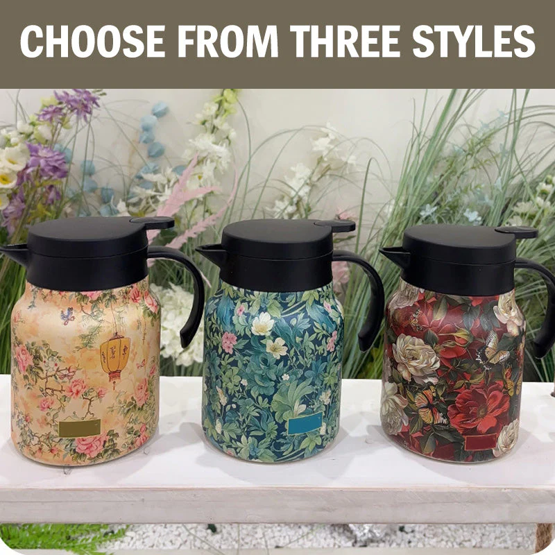 Vintage thermosfles met bloemenprint en ingebouwde zeef, 35 oz - Image 8
