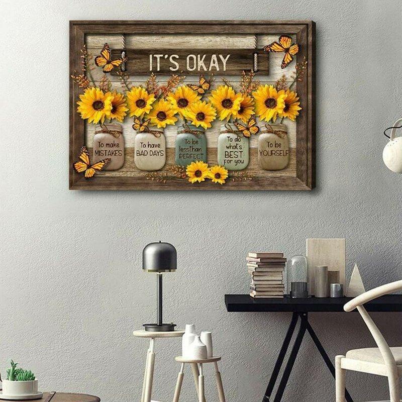 Vlinder zonnebloemen kunst aan de muur - Image 6