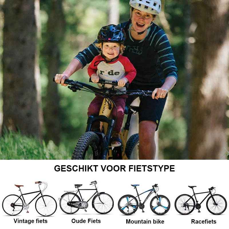 Voorgemonteerd kinderfietszitje en leuning