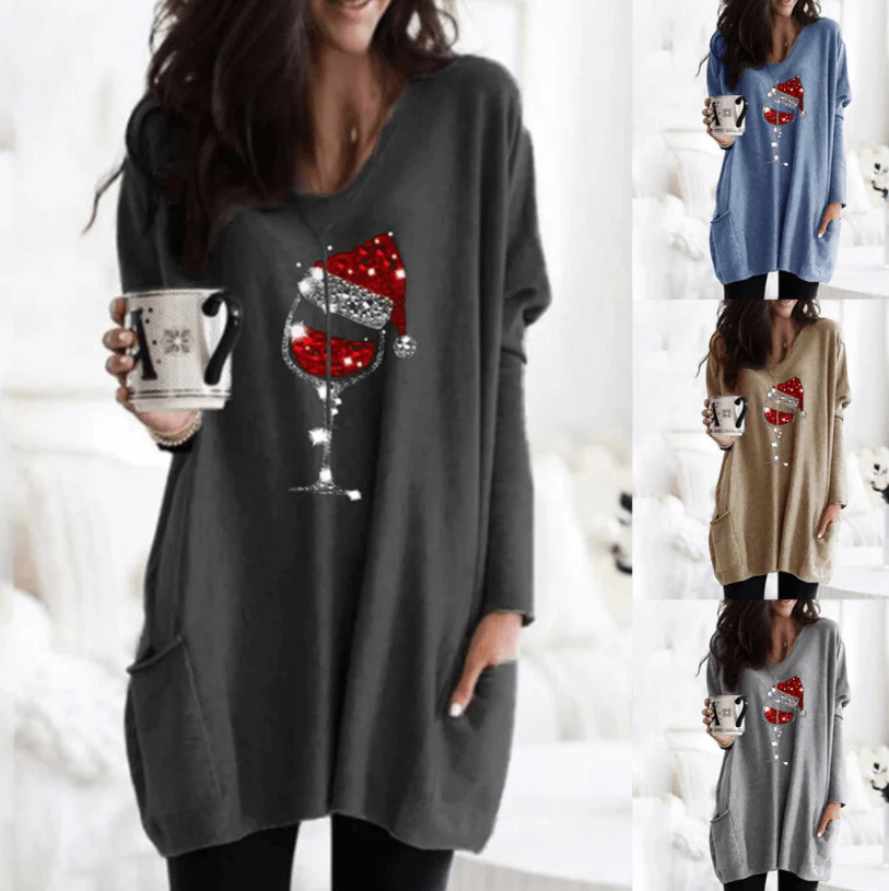 Wijn & kerstmuts Sweatshirt voor vrouwen | 50% KORTING - Image 4