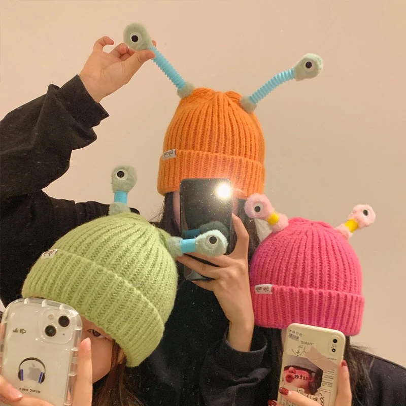 Winter ouder-kind schattige gloeiende kleine monster gebreide muts - Image 13
