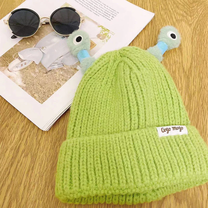Winter ouder-kind schattige gloeiende kleine monster gebreide muts - Image 27