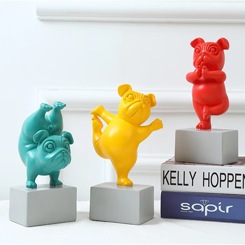 Yoga Bulldog standbeeld ornament - Image 4