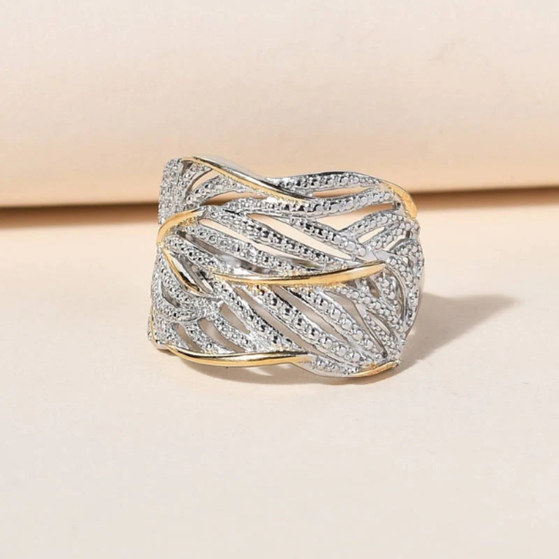 Zirkoon-gedraaide gelaagde tweekleurige ring - Image 7