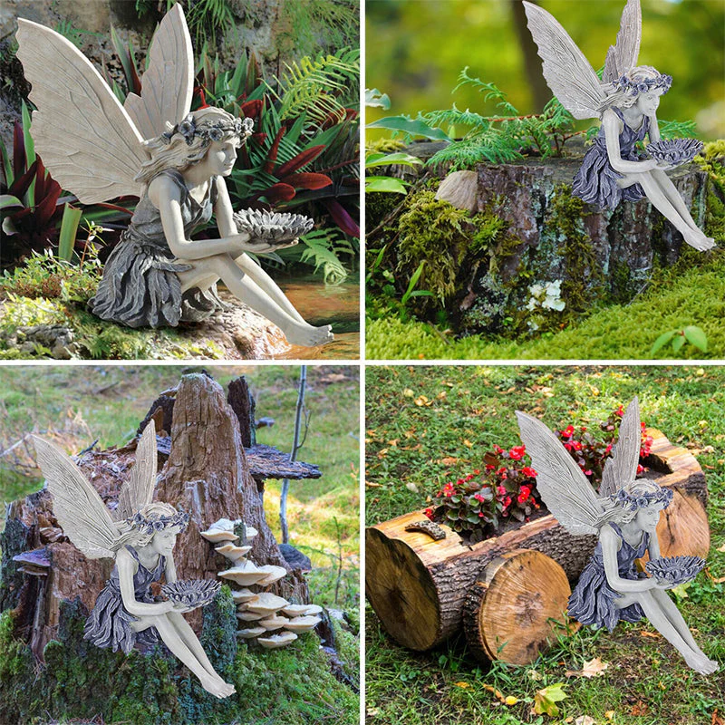 Zittende fee standbeeld tuin hars ambachtelijke ornament - Image 6