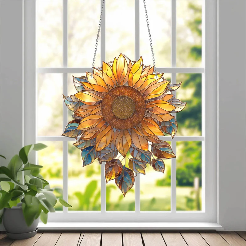 Zonnebloem acryl raam hangend
